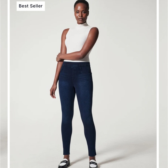 Spanx Jean-ish Ankle Leggings, Size Large Petite, Blue - Picture 5 of 12